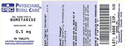 image of Bumetanide 0.5 mg package label