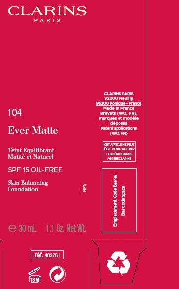 CLARINS 104 Ever Matte SPF 15 Cream Outer Label 2