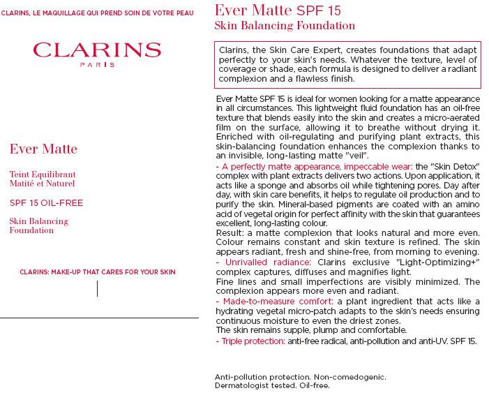 CLARINS 104 Ever Matte SPF 15 Insert