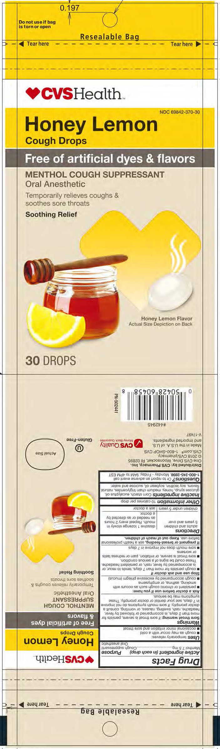 CVS Honey Lemon Natural 30ct