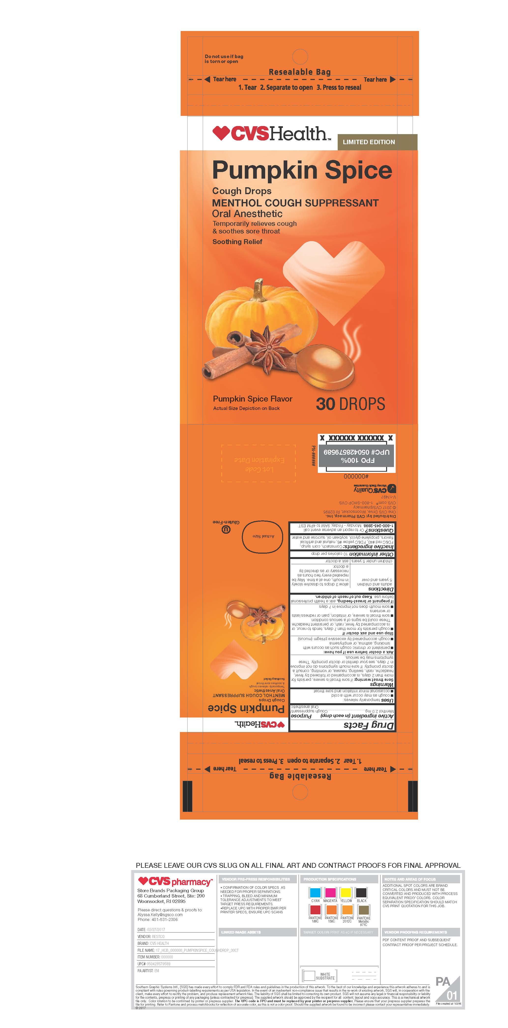 CVS Pumpkin Spice 30ct cough drops