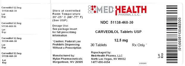 Carvedilol 12.5 mg 30's label