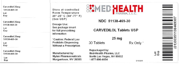 Carvedilol 25 mg 30's label