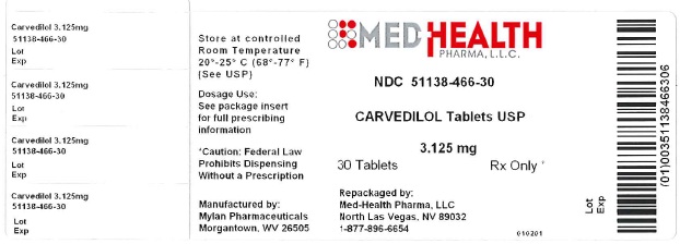 Carvedilol 3.12 mg 30's label