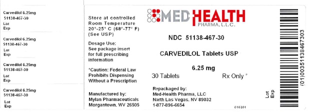 Carvedilol 6.25 mg 30's label