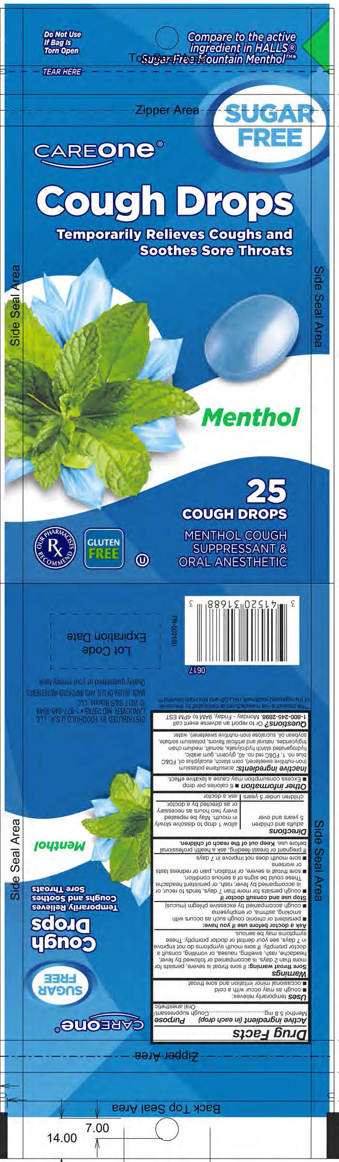 CareOne SF Menthol 25ct Cough Drops