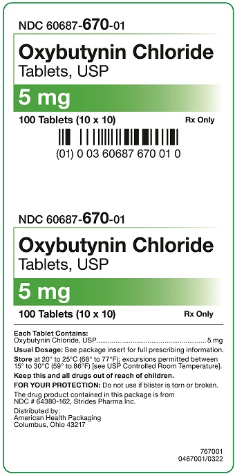 5 mg Oxybutynin Chloride Tablets Carton
