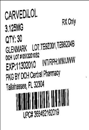 Carvedilol Label, 3.125 mg