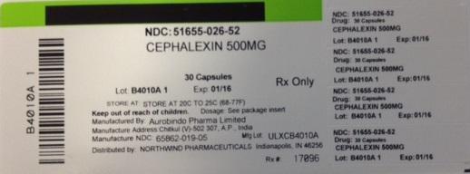 Cephalexin 500MG 51655-026