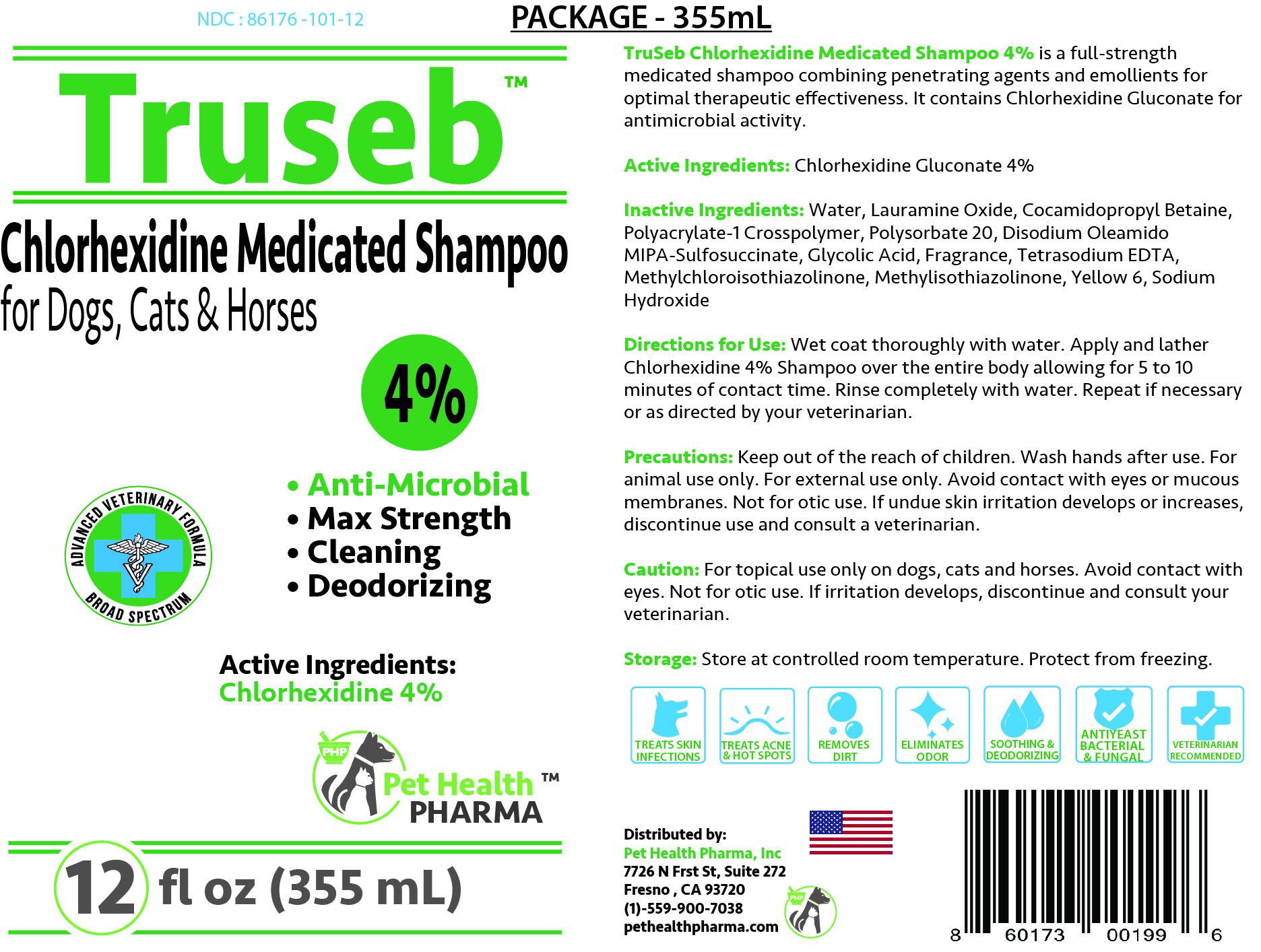 Truseb Chlorhexidine Medicated Shampoo 12oz