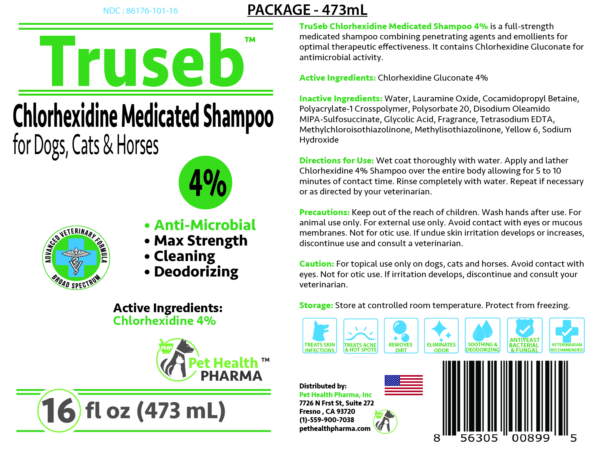 Truseb Chlorhexidine Medicated Shampoo 16oz