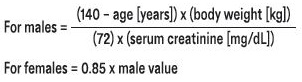 Calculation for Estimated Creatinine Clearance in Adults