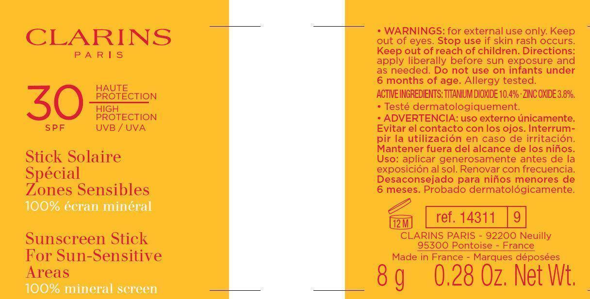 Clarins 30 SPF Sunscreen Stick Inner Label
