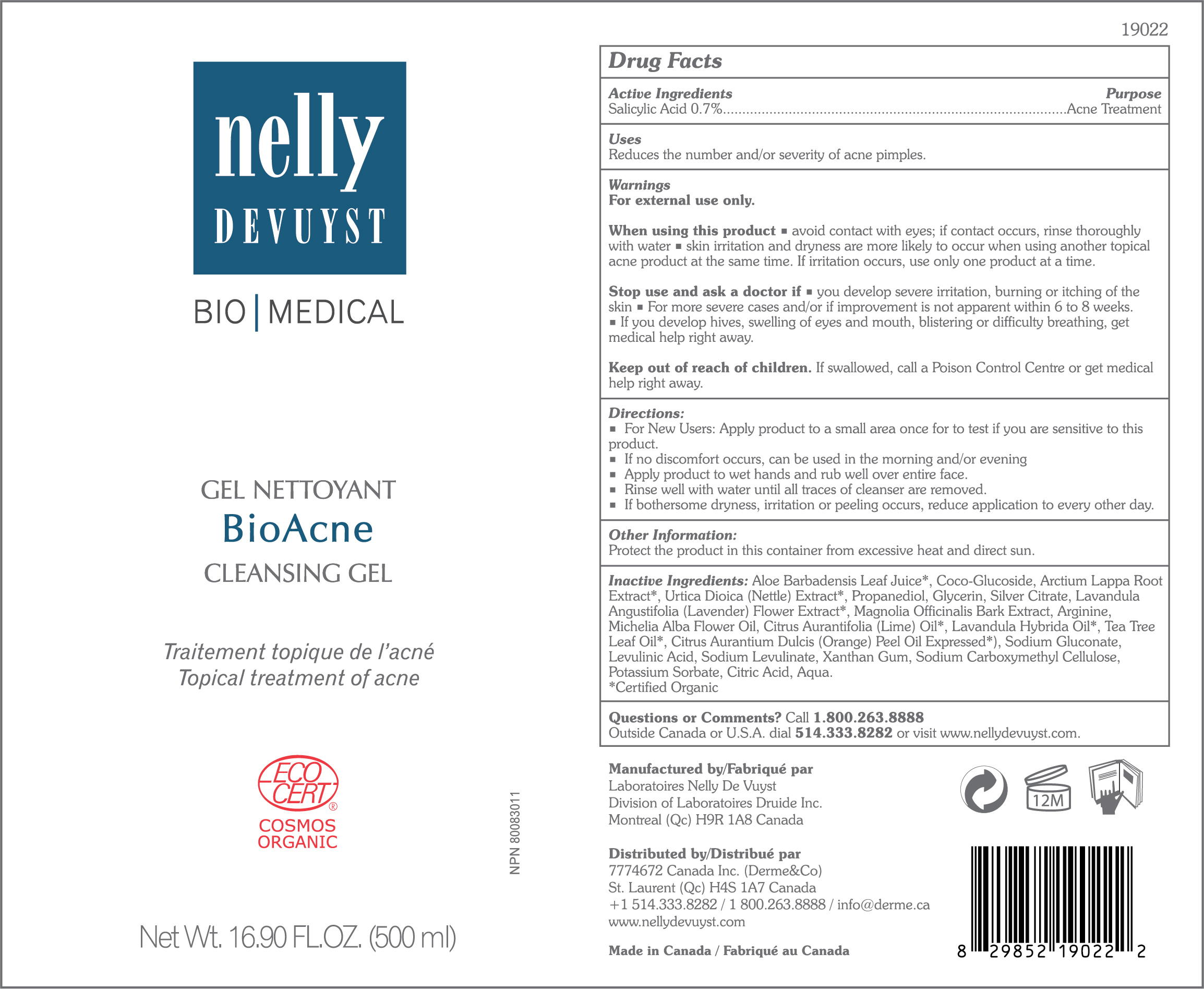 Nelly Devuyst Cleansing Gel BioAcne 500ml