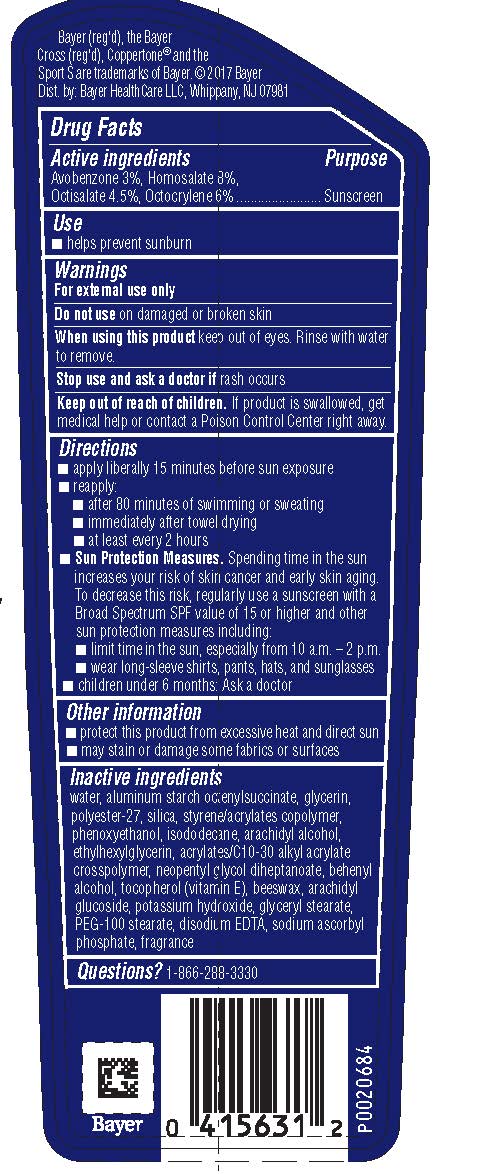 Sport lotion 30 back label