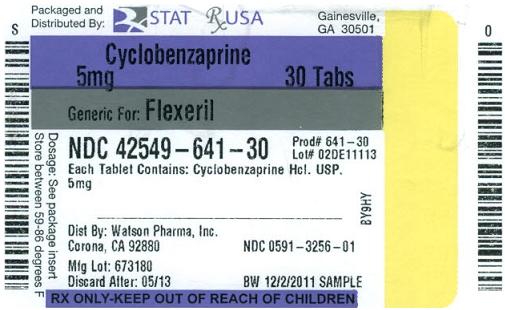 PRINCIPAL DISPLAY PANEL
Cyclobenzaprine 5mg 30 tablets 
NDC 42549-641-30
