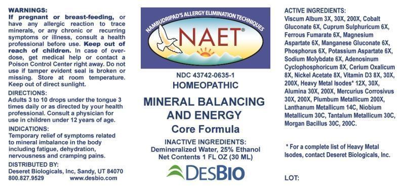 Mineral Balancing and Energy Formula Core Formula