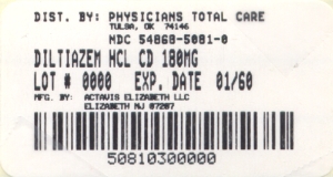 image of Diltiazem Hcl  CD 180 mg package label