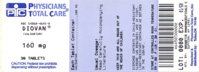 image of Diovan 160 mg package label