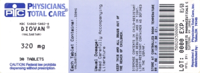 image of Diovan 320 mg package label