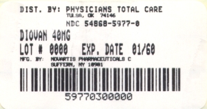image of Diovan 40 mg package label