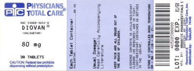 image of Diovan 80 mg package label