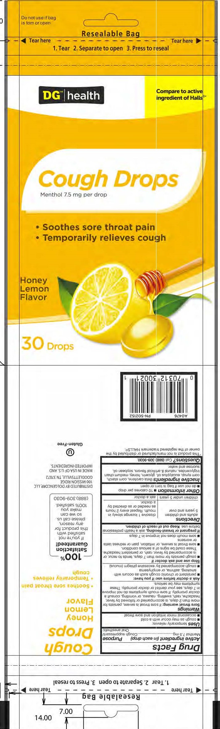 Dollar General Honey Lemon 30ct Cough Drops