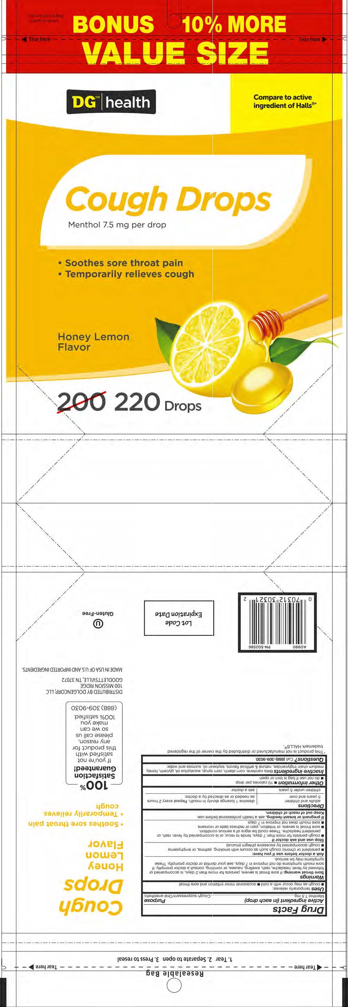 Dollar General Honey Lemon 220ct Cough Drops