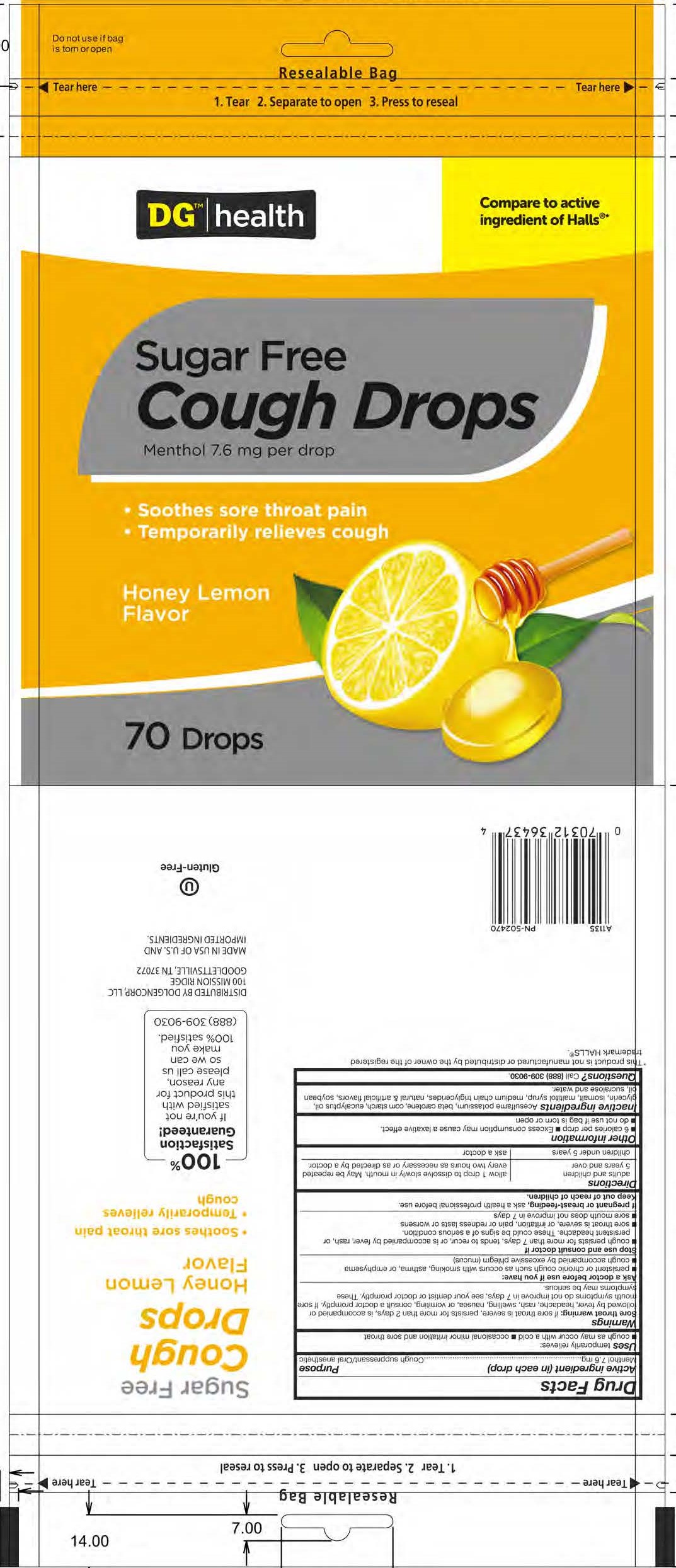 Dollar General SF Honey Lemon 70ct Cough Drops