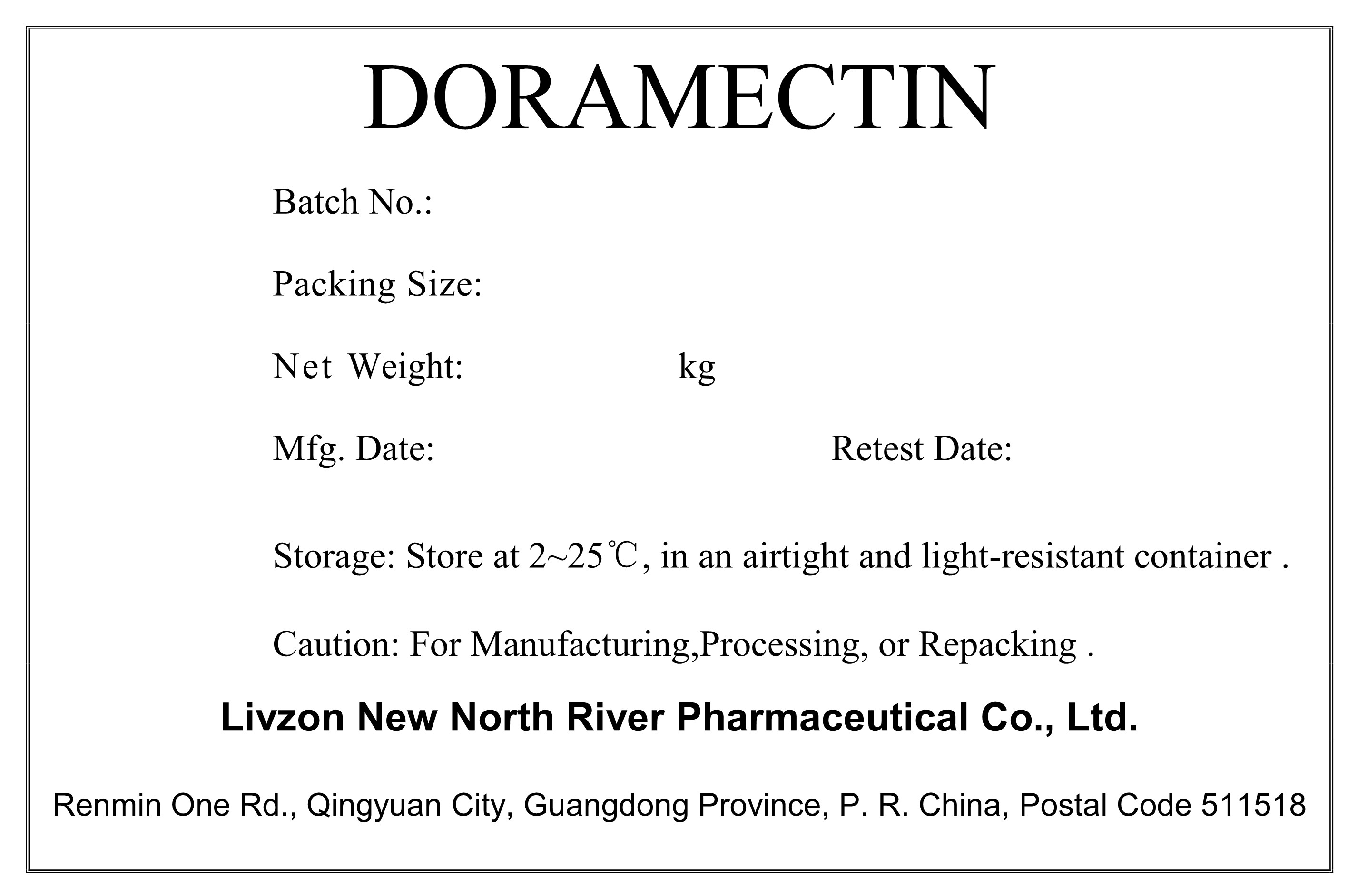 Doramectin label