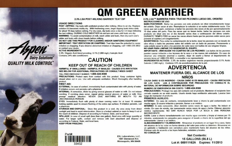 EXL Lab QM Green Barrier Label