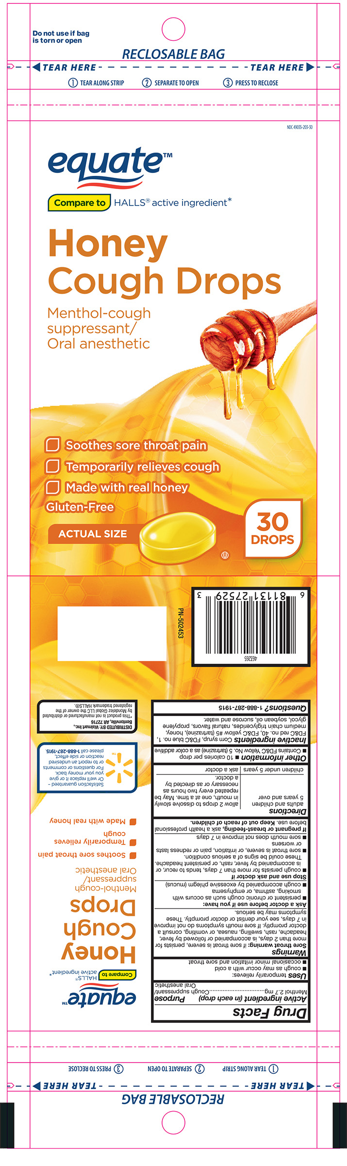 Equate Honey 30ct Cough Drops