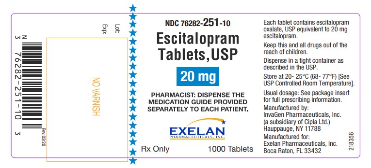 Escitalopram 20mg (1000 tablets)