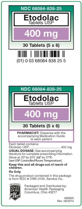Etodolac Tablets USP 400 mg Label