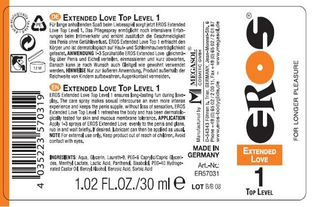 Extended Love Top Level 1 spray_ER57031 Label