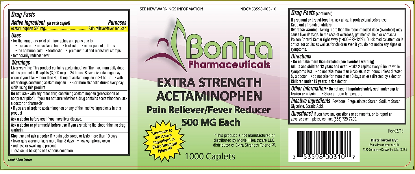 Extra Strength Acetaminophen 500mg, 1000ct caplets