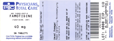 image of Famotidine 40 mg package label