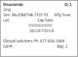 Finasteride Tablets USP  5 mg Packet