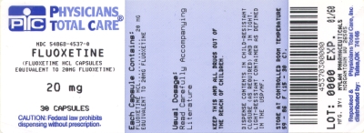 image of Fluoxetine Hcl 20 mg package label
