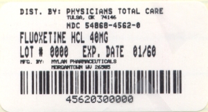 image of Fluoxetine Hcl 40 mg package label