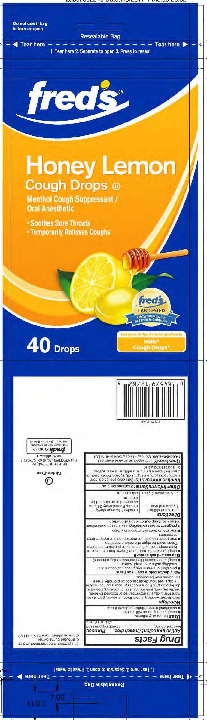 Freds Honey Lemon 40ct cough drops