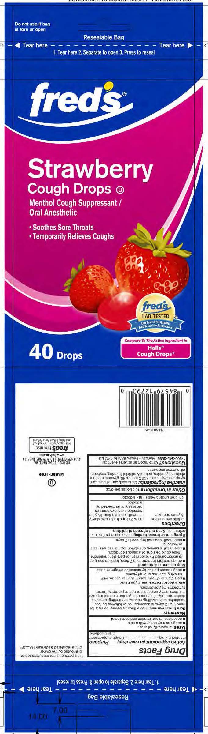 Freds Strawberry Cough Drops 40ct