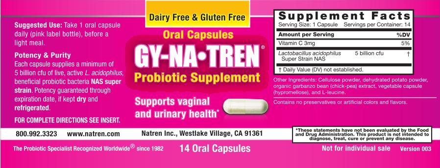 Gynatren Dietary Supplement Label
