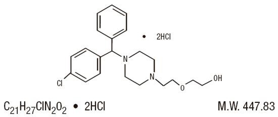 image of Hydroxyzine Hcl chemical structure