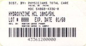 image of Hydroxyzine Hcl package label