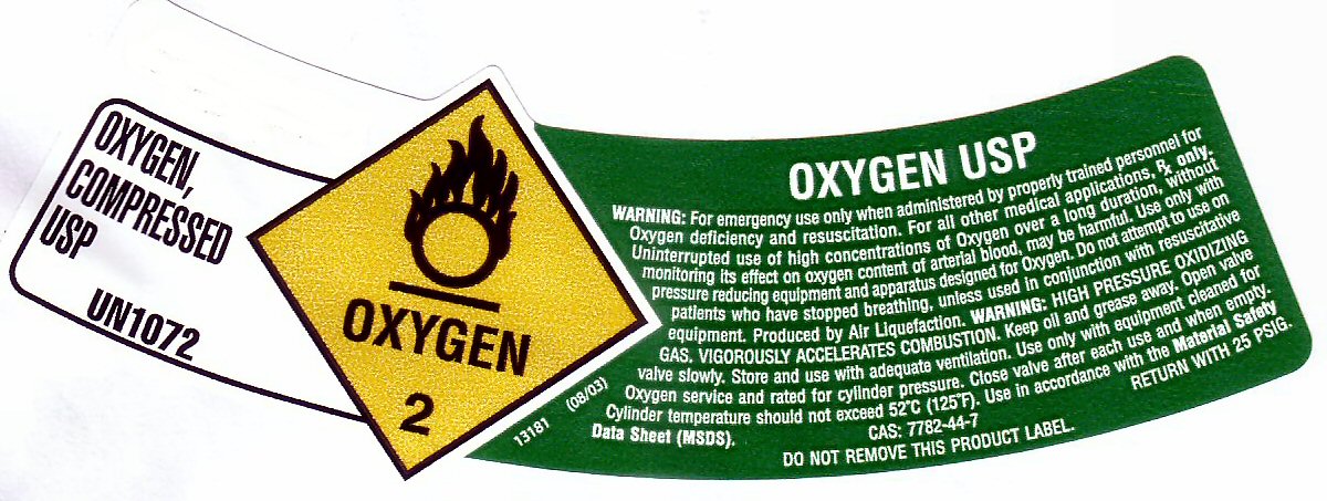 High Pressure Oxygen USP Label
