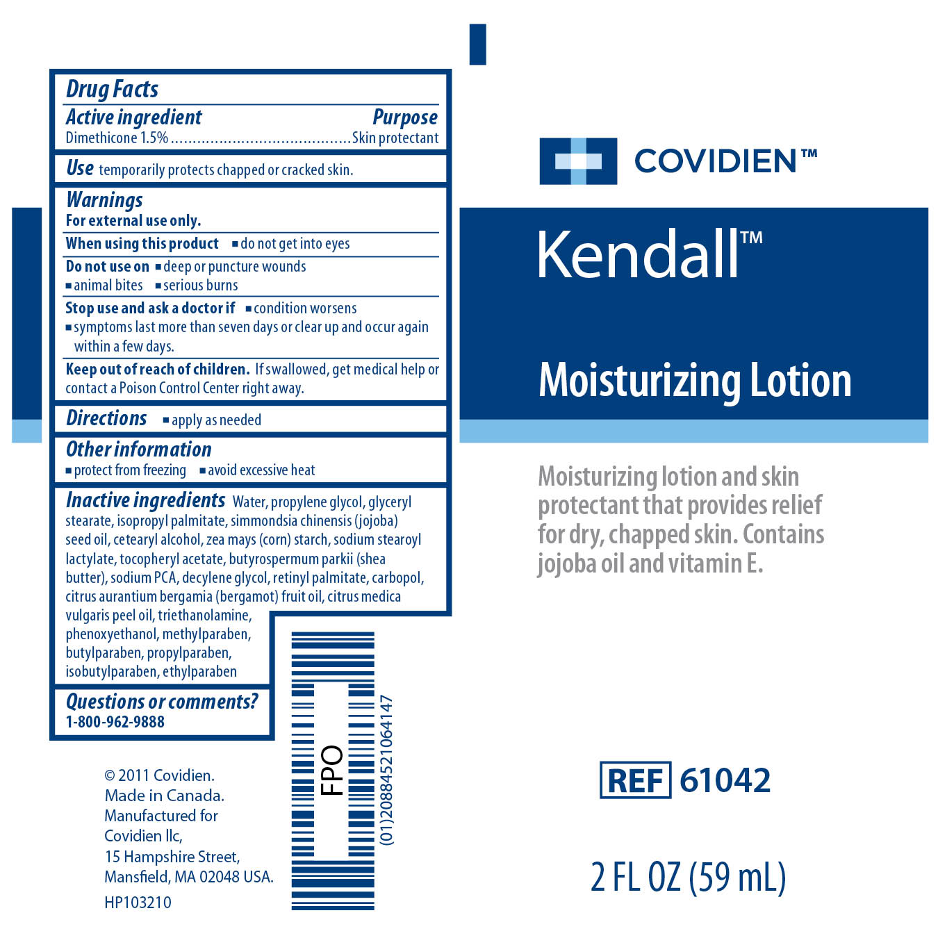 Image of Kendall Moisturizing Lotion 2 Fl oz Label