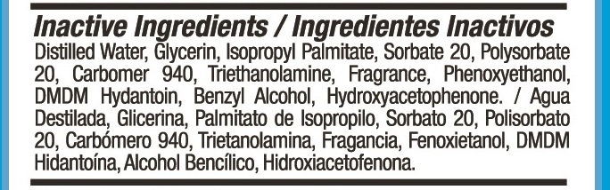 Inactive Ingredients U001