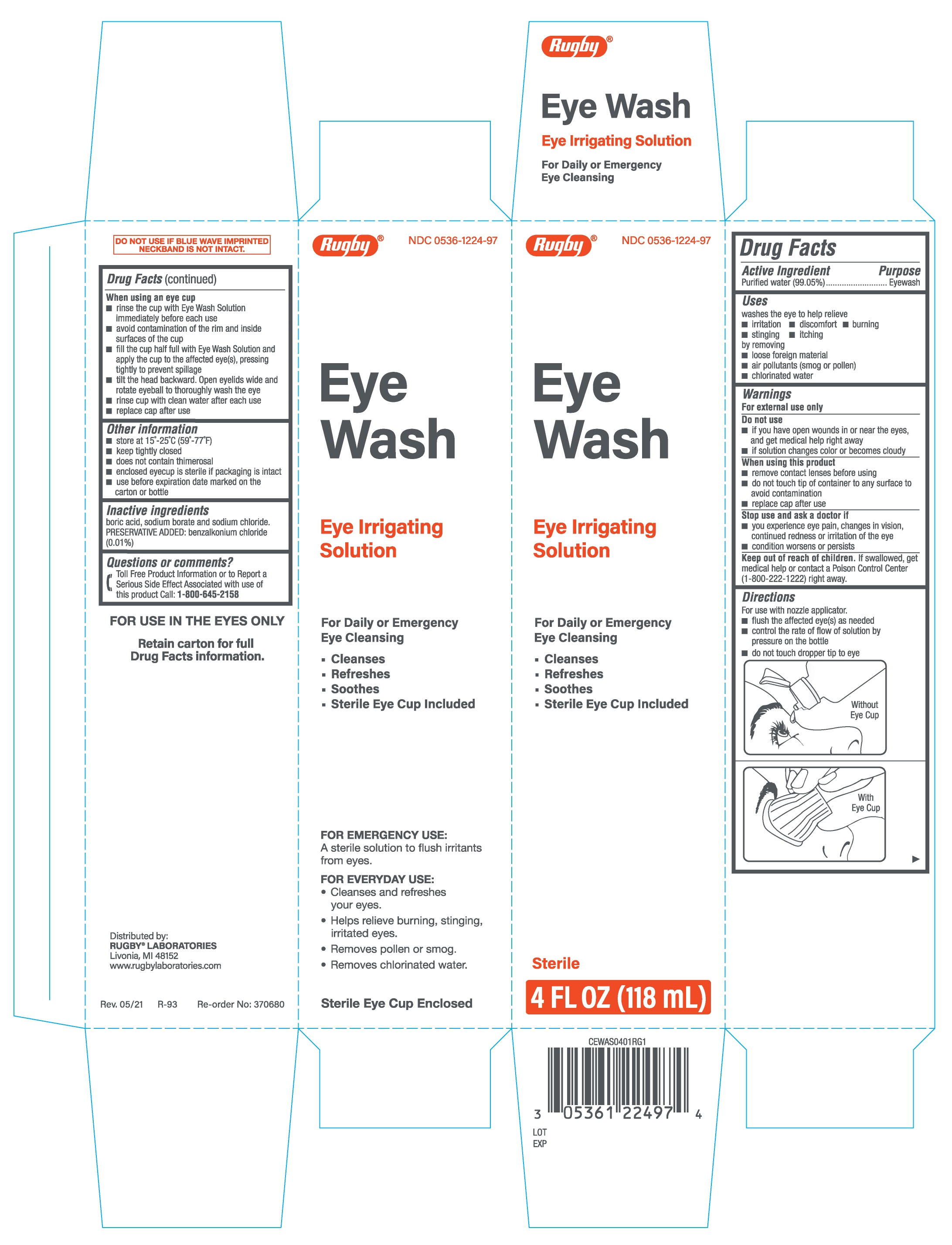 Rugby Eye Wash Eye Irrigating Solution 4fl oz