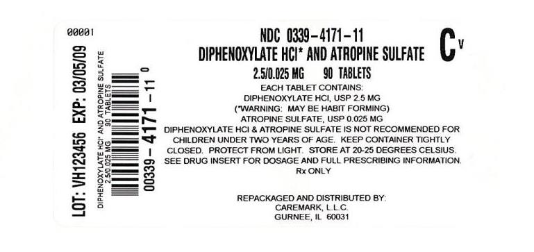 Diphenoxylate HCl and Atropine Sulfate Tablets 2.5 mg/0.025 mg Bottles